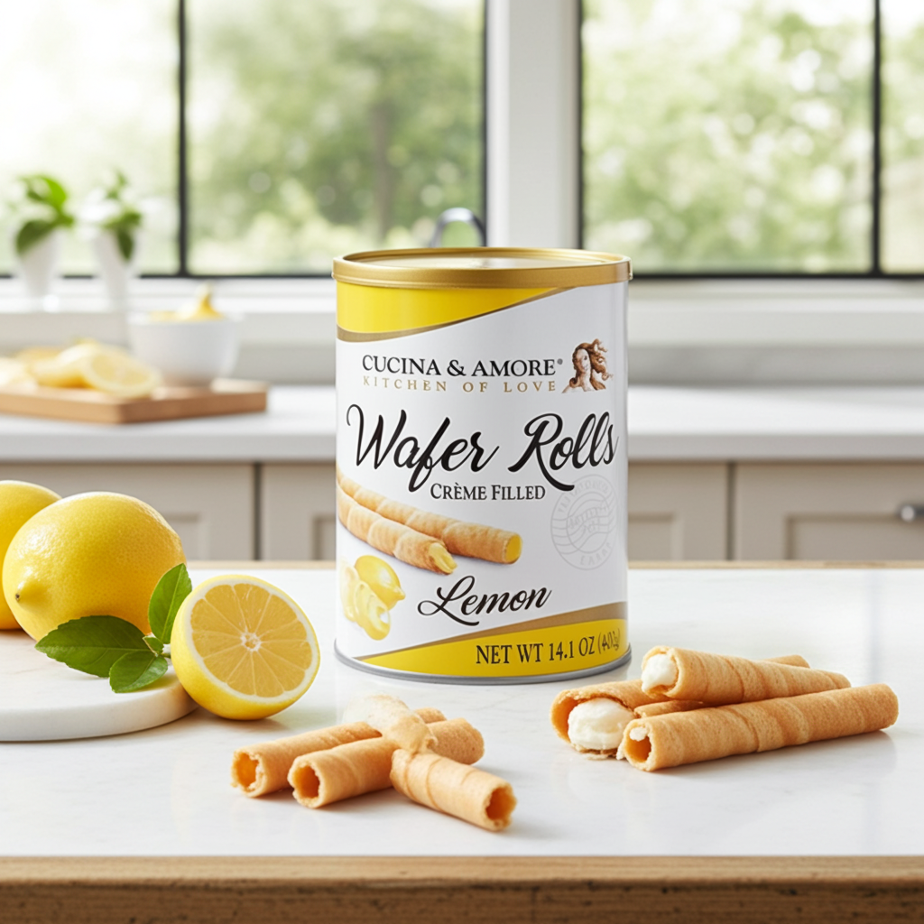 Cucina & Amore Lemon Rolled Wafers 400g