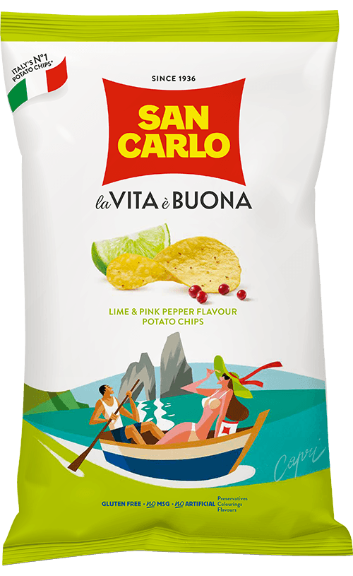 San Carlo Lime and Pink Pepper Potato Chips- 180g Bag