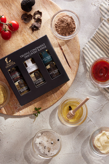 Truffle Condiment Discovery Range – Gourmet Truffle Mustard, Mayo, Ketchup, Salt, Dust & Honey Gift Set