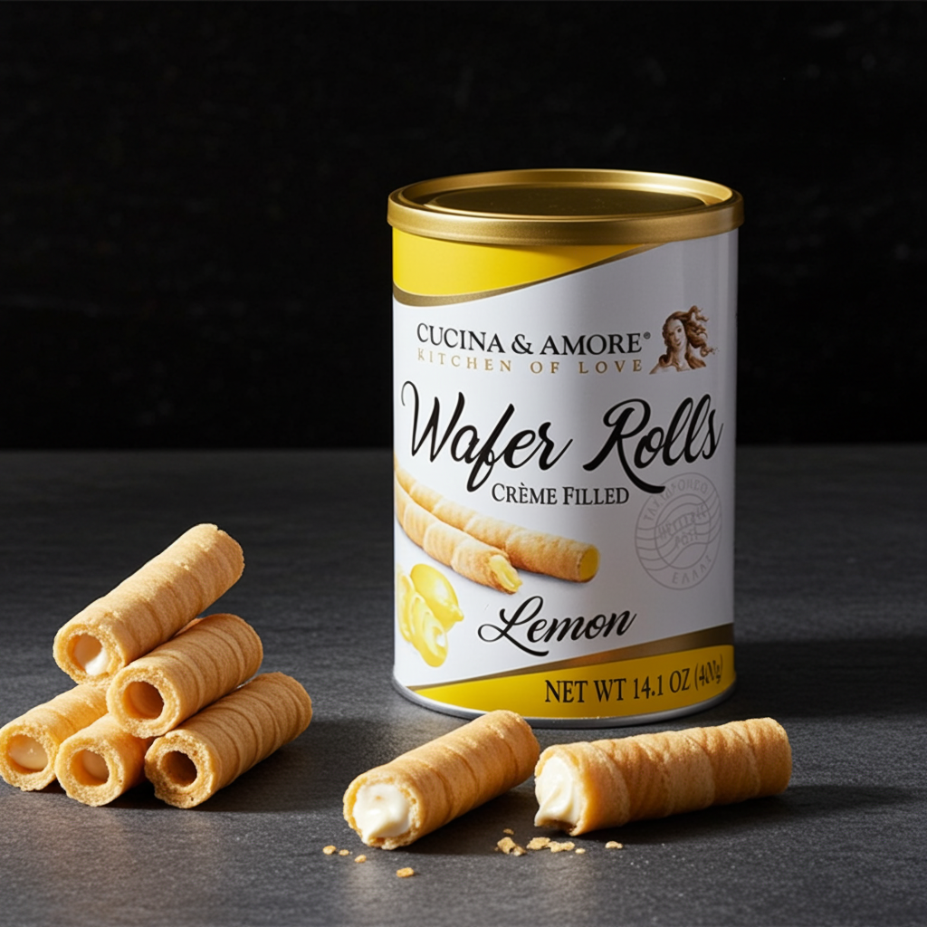 Cucina & Amore Lemon Rolled Wafers 400g