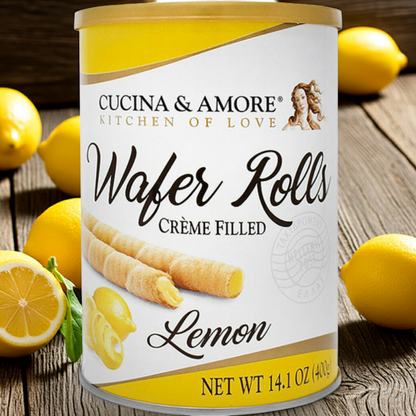 Cucina & Amore Lemon Rolled Wafers 400g