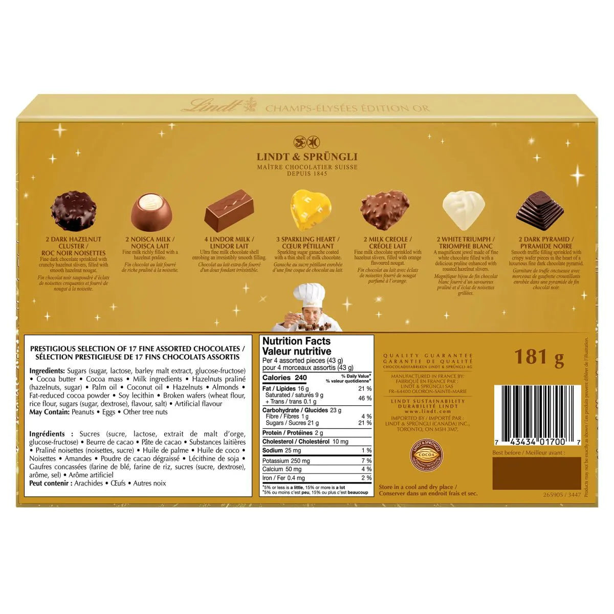 Lindt Champs-Élysées Assorted Chocolate Box, 181g