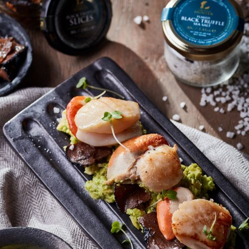 Flaked Black Truffle Sea Salt - Gourmet Food Seasoning Condiment