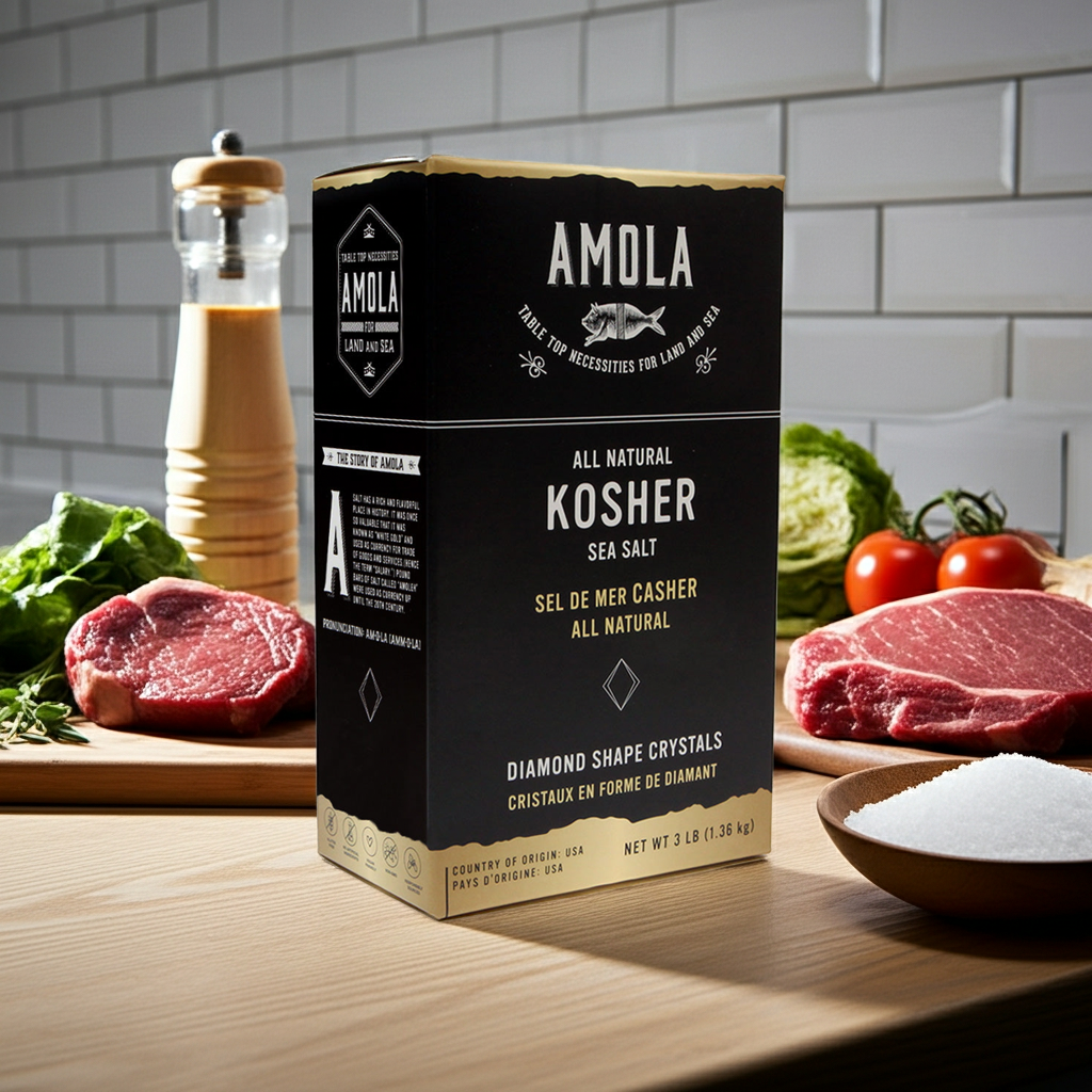 Amola Kosher Sea Salt - All Natural, 1.36kg